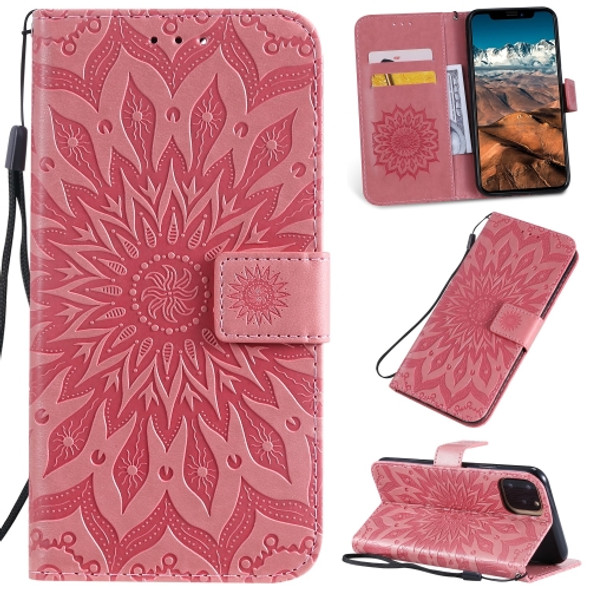 Pressed Printing Sunflower Pattern Horizontal Flip PU Leather Case for iPhone 11 Pro Max, with Holder & Card Slots & Wallet & & Lanyard