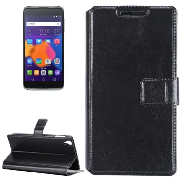 Crazy Horse Texture Horizontal Flip Leather Case with Holder & Card Slots for Alcatel Idol 3 4.7inch(Black)