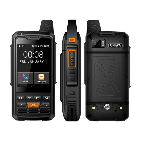 UNIWA F50 POC Walkie Talkie Rugged Phone, 1GB+8GB, Waterproof Dustproof Shockproof, 4000mAh Battery, 2.8 inch Android 6.0 MTK6737 Quad Core up to 1.1GHz, Network: 4G, SOS, OTG(Black)