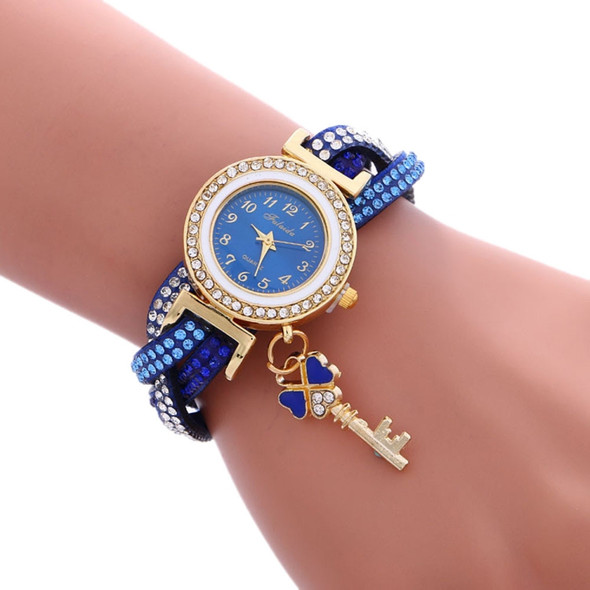 3 PCS Ladies Padlock Multicolor Bracelet Quartz Watch with Diamond(Red)