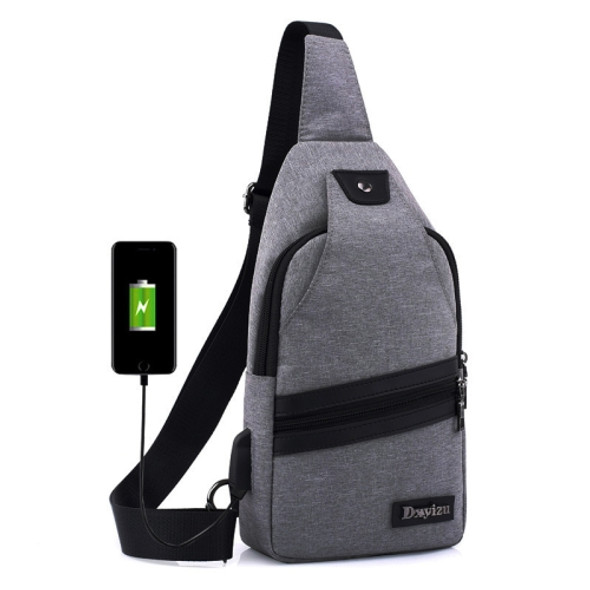 Dxyizu Casual Chest Bag Crossbody Wearable Shoulder Bag with External USB Port(Gray)
