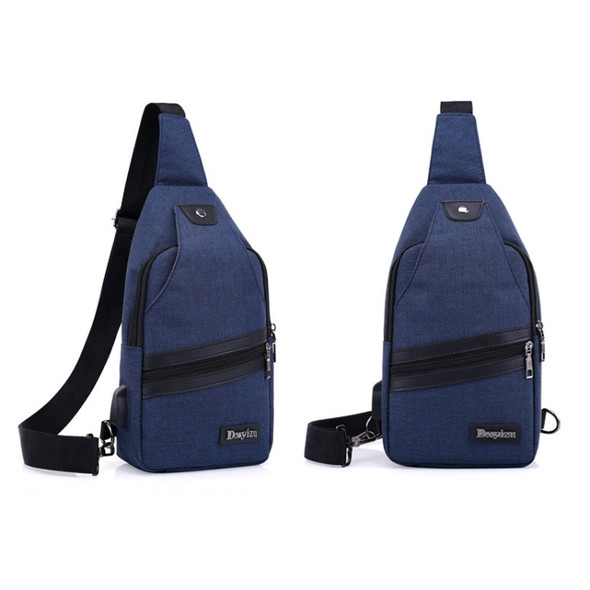 Dxyizu Casual Chest Bag Crossbody Wearable Shoulder Bag with External USB Port(Blue)