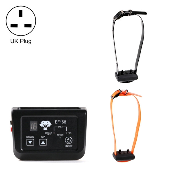 EF168 Wired Rechargeable Waterproof Pet Electronic Fence Dog Training Device, Style:1 to 2(UK Plug)