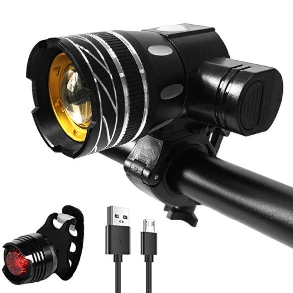 7602 LED USB Charging Telescopic Zoom Bicycle Front Light, Specification: Headlight + Gem Lamp