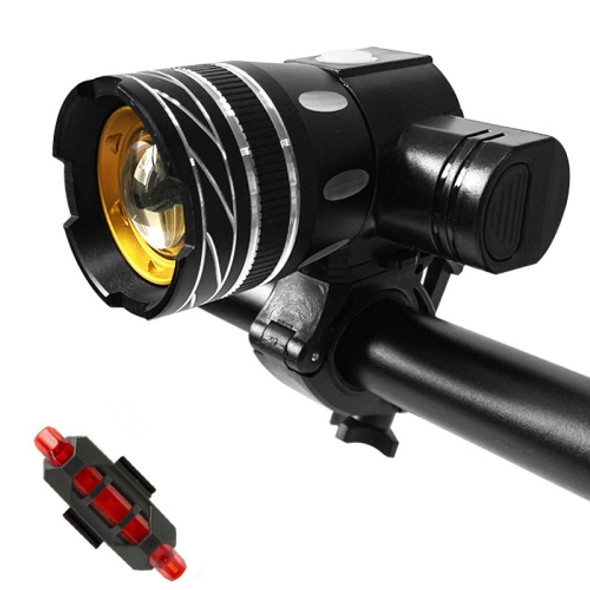 7602 LED USB Charging Telescopic Zoom Bicycle Front Light, Specification: Headlight + 928 Taillight