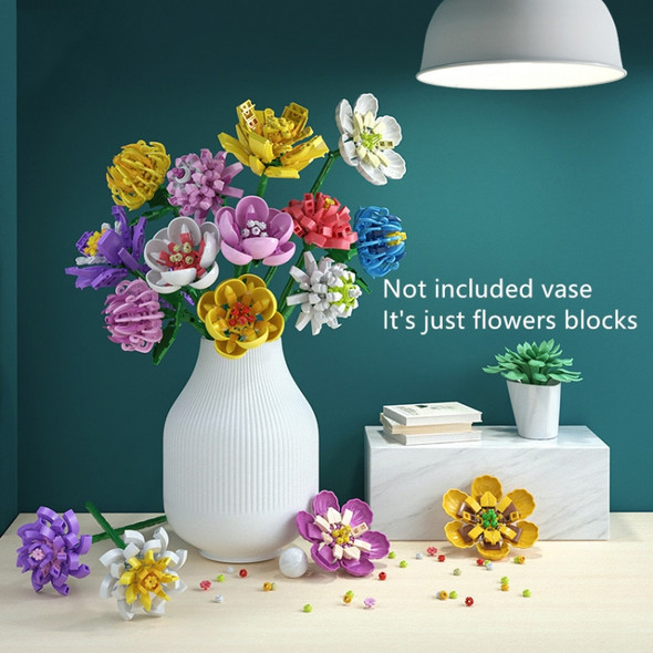 SEMBO Small Particle Simulation Flower Assembled Building Blocks(Magnolia-Yellow)