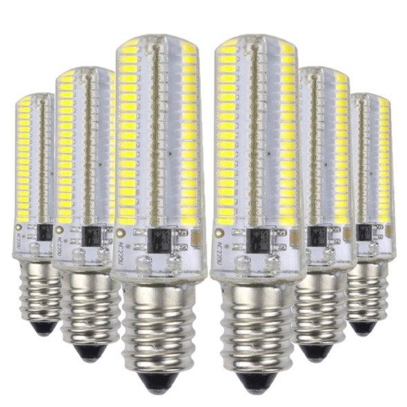 YWXLight 6PCS E12 7W AC 220-240V 152LEDs SMD 3014 Energy-saving LED Silicone Lamp (Cold White)