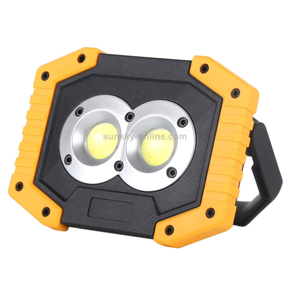 30W White Light 2 x Round COB LED Working Light, 2 x 18650 or 4 x AA Batteries Powered Outdoor Emergency Lamp Spotlight with Holder