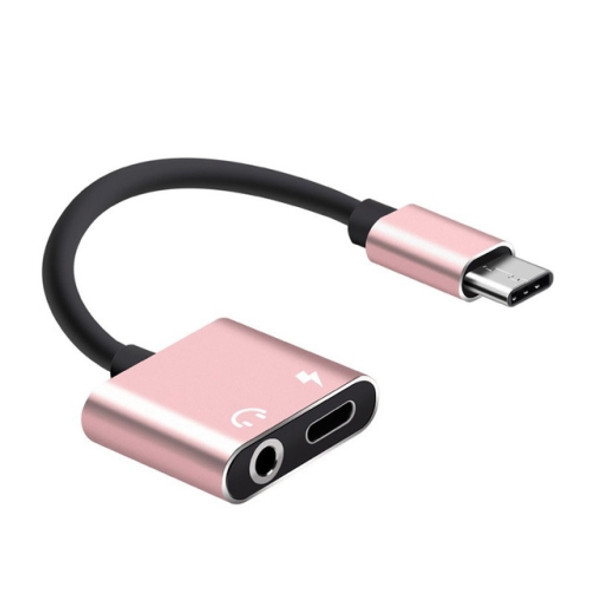USB-C / Type-C to 3.5mm Aux + USB-C / Type C Earphone Adapter Charger Audio Cable for Mi 8 Lite A2 (L1130)(pink)