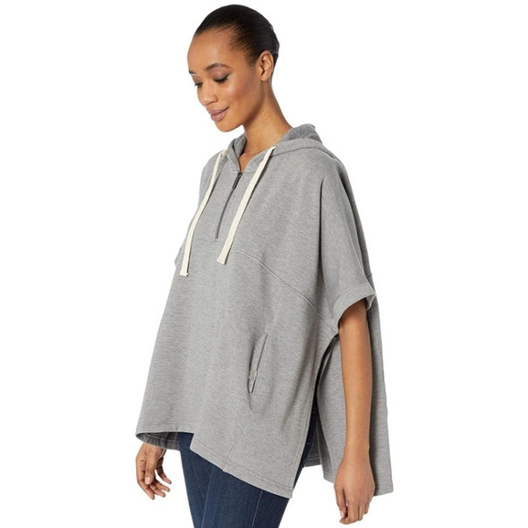 Irregular Bat Sleeve Cape Hooded Short Sleeve Sweatshirt for Ladies (Color:Grey Size:Free Size)