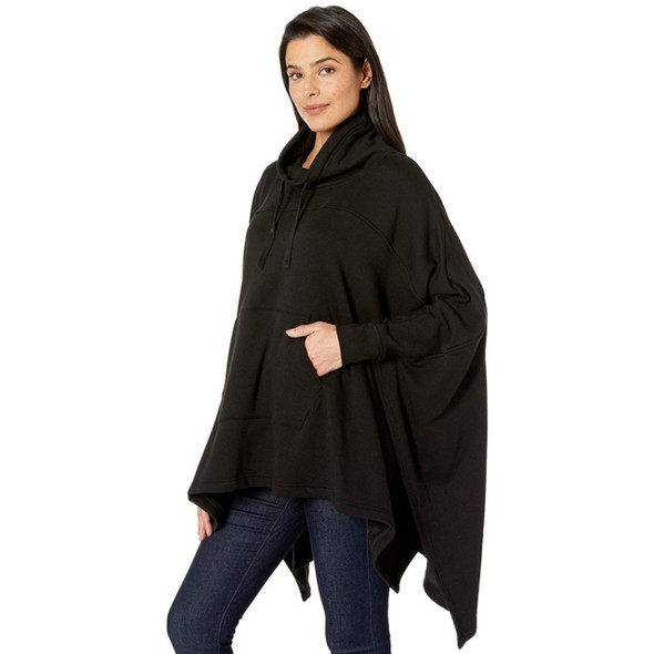 Autumn Loose Half-high Collar Bat Sleeve Cloak Cape Velvet Thickend Coat For Ladies (Color:Black Size:Free Size)