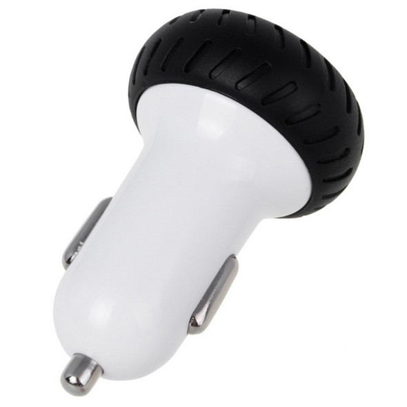 Mini Wheels Design 5V 1.0A+2.1A Double USB Universal Quick Car Charger for Phones / Tablets(White + Black )