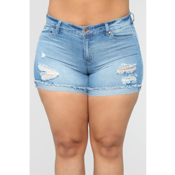 Plus Sized Cowgirl Shorts Hot Pants (Color:Sky Blue Size:XL)