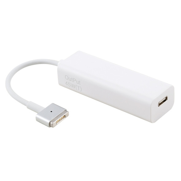 AnyWatt 45W USB-C / Type-C Female to 5 Pin MagSafe 2 Male T Head Series Charge Adapter Converter for MacBook Pro(White)