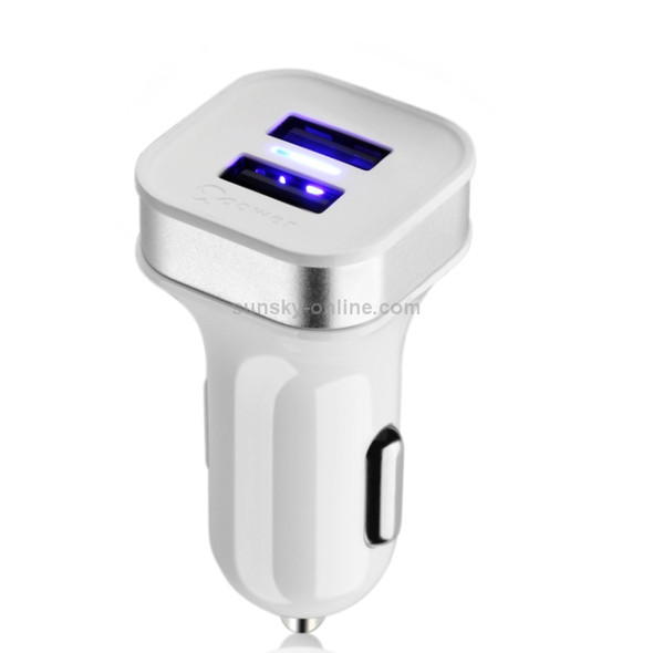 XPower G5 Universal Car Dual USB Quick Charger 2 USB Ports Charger DC12-24V 3.6A (White)