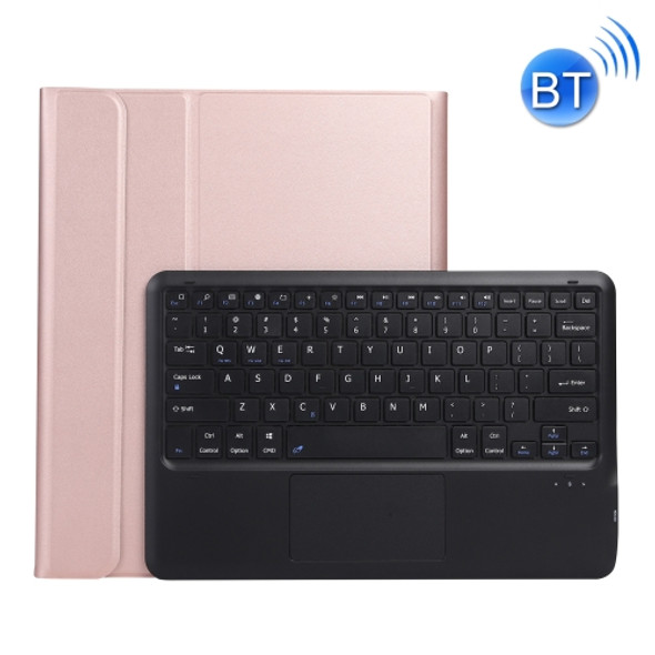 A12B-A Ultra-thin ABS Detachable Bluetooth Keyboard Tablet Case with Touchpad & Pen Slot & Holder for iPad Pro 12.9 2021 / 2020 / 2018 (Rose Gold)