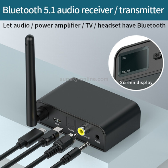 BT07 2 in 1Bluetooth 5.1 Audio Receiver & Transmitter Supports Fiber / Coaxial / 3.5mm