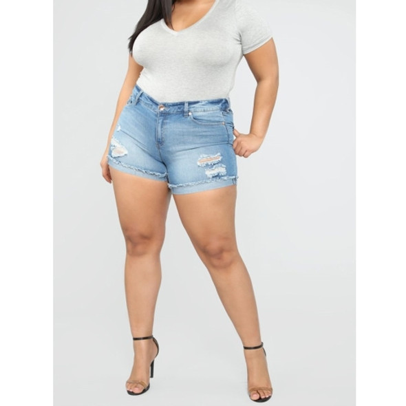 Plus Sized Cowgirl Shorts Hot Pants (Color:Sky Blue Size:XXL)