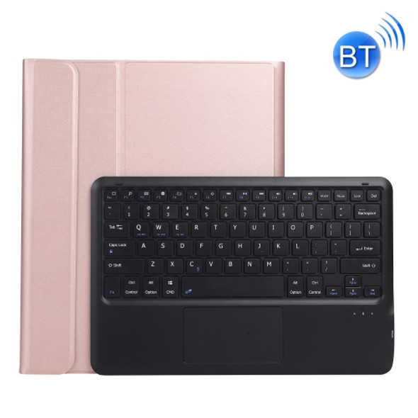 A970B-A Splittable Bluetooth Keyboard Leather Tablet Case for Samsung Galaxy Tab S7 FE T730 T736  & S7+ T970 T975, with Touchpad & Pen Slot & & Holder (Rose Gold)