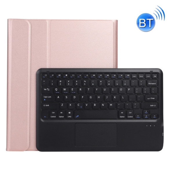 A970-A Splittable Bluetooth Keyboard Leather Tablet Case for Samsung Galaxy Tab S7 / S7 FE T730 / S7+ T970 / T975, with Touchpad & Holder(Rose Gold)