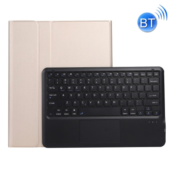 A970-A Splittable Bluetooth Keyboard Leather Tablet Case for Samsung Galaxy Tab S7 / S7 FE T730 / S7+ T970 / T975, with Touchpad & Holder(Gold)