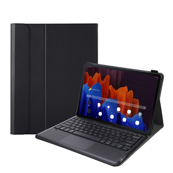 A970-A Splittable Bluetooth Keyboard Leather Tablet Case for Samsung Galaxy Tab S7 / S7 FE T730 / S7+ T970 / T975, with Touchpad & Holder(Black)