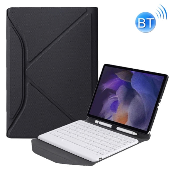 BA08 Diamond Texture Bluetooth Keyboard Leather Case with Triangle Back Support For Samsung Galaxy Tab A8 2021 SM-X205 / SM-X200(Black + White)