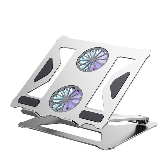 BONERUY P18F Dual Fan Laptop Cooling Bracket, Colour: Silver with Type-C Cable