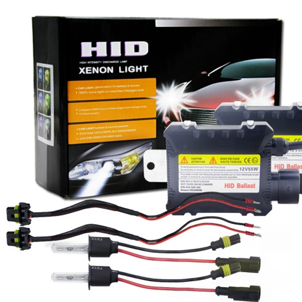55W 3200LM H3 4300K HID Bulbs Xenon Light Conversion Kit with High Intensity Discharge Alloy Ballast, Warm White