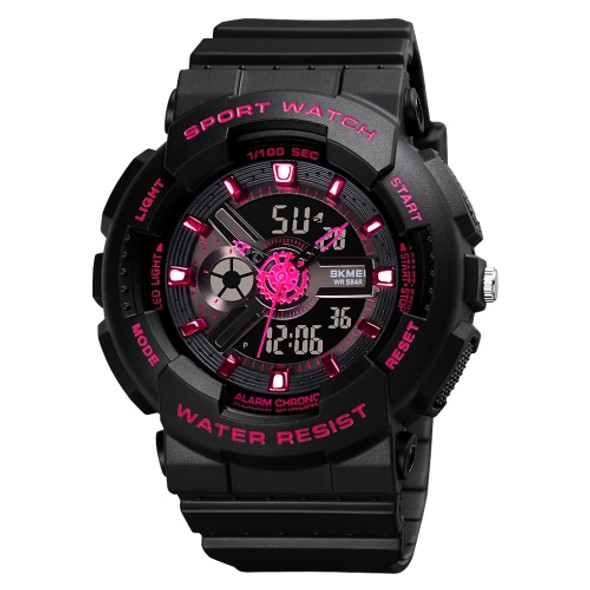 SKMEI 1689 Dual Time LED Digital Display Multifunction Luminous Sports Electronic Watch(Rose Red)