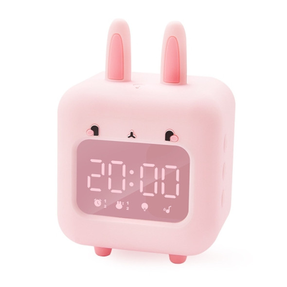 C2106 Naughty Rabbit Music Children Smart Alarm Clock(Pink)