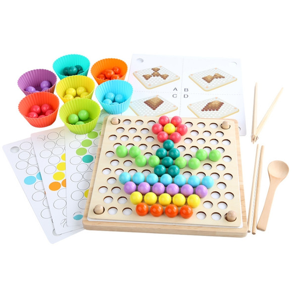 Colored Bead Flying Chess Wooden Children Board Game Educational Toy