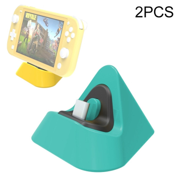 2 PCS DOBE TNS-19062 Host Charging Bottom Portable Triangle Game Console Charger For Switch / Lite(Blue Green)