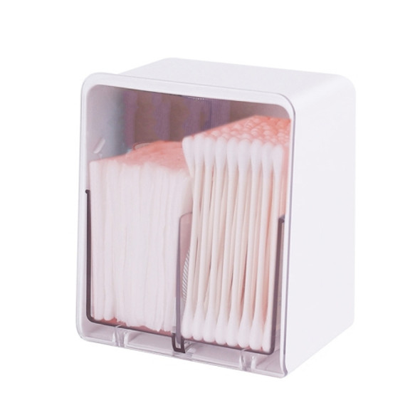 3 PCS HZ006 Desktop Transparent Double-Layer Cotton Swabs And Dustproof Storage Box With Lid(White)