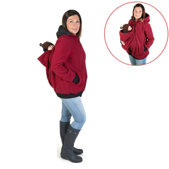 Three-in-one Multi-function Mother Kangaroo Zipper Hoodie Coat with Front Cap Size: XXL, Chest: 110-116cm, Waist:91-95cm, Hip: 116-123cm (Red)