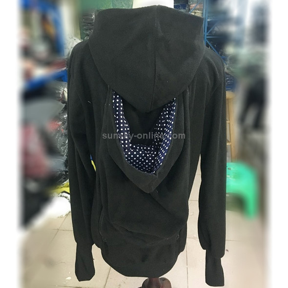 Three-in-one Multi-function Mother Kangaroo Zipper Hoodie Coat with Front Cap Size: XL, Chest: 104-109cm, Waist: 84-88cm, Hip: 110-116cm (Black+Blue)