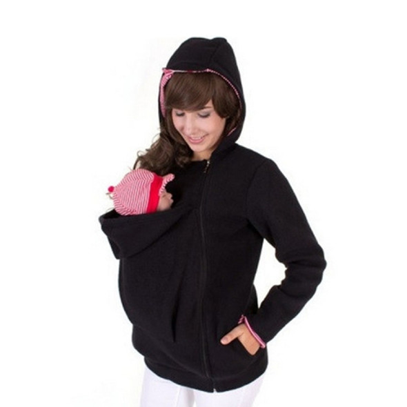 Three-in-one Multi-function Mother Kangaroo Zipper Hoodie Coat with Front Cap Size: XL, Chest: 104-109cm, Waist: 84-88cm, Hip: 110-116cm (Black+Red)