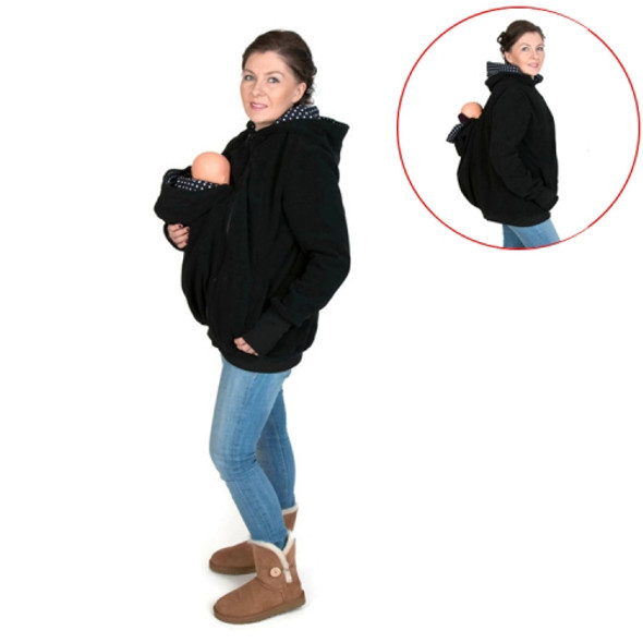 Three-in-one Multi-function Mother Kangaroo Zipper Hoodie Coat with Front Cap Size: S, Chest: 85-88cm, Waist: 65-67cm, Hip: 91-94cm (Black+Blue)