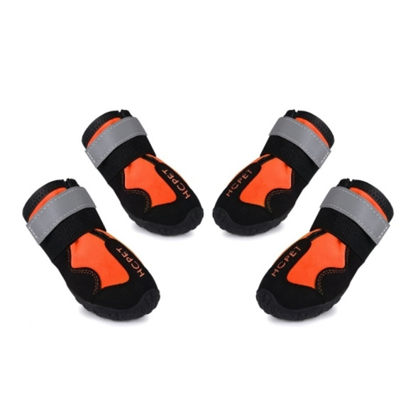 HCPET Dog Non-Slip Wear-Resistant Rain Boots Pet Outdoor Waterproof Shoes, Size: 5(Orange)