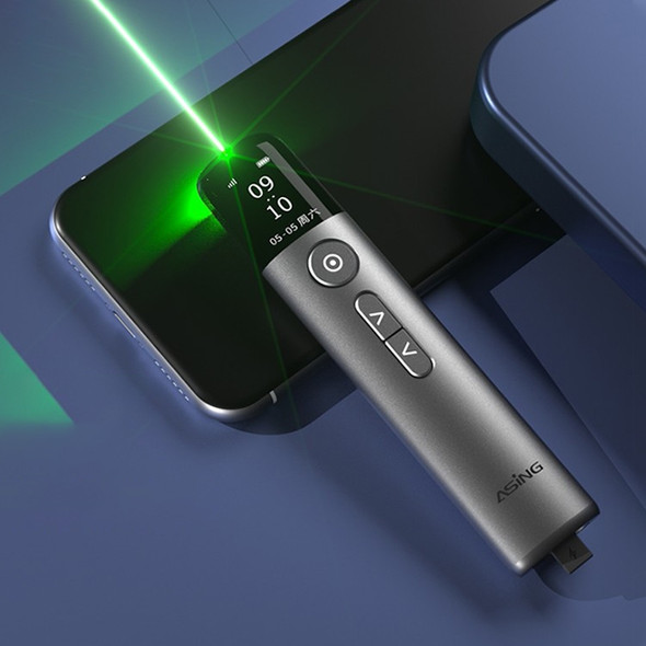 ASiNG A9 32GB Green Light Multifunctional PPT Touch Laser Page Turning Pen Wireless Presenter (Grey)