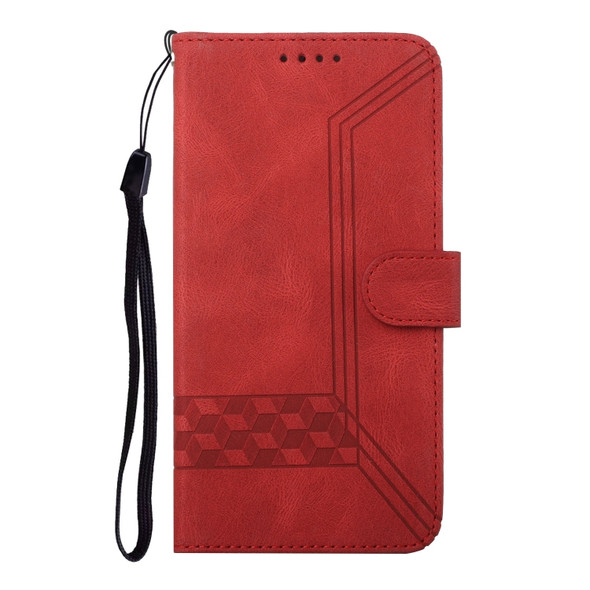 For Huawei P40 Pro Cubic Skin Feel Flip Leather Phone Case(Red)