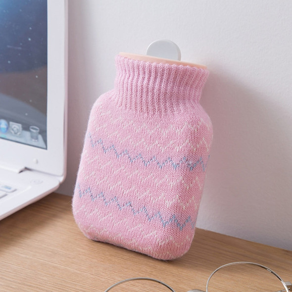 Mini Hot Water Bottle Silicone Bag Portable Knitted Warmer Water Bag(Pink)