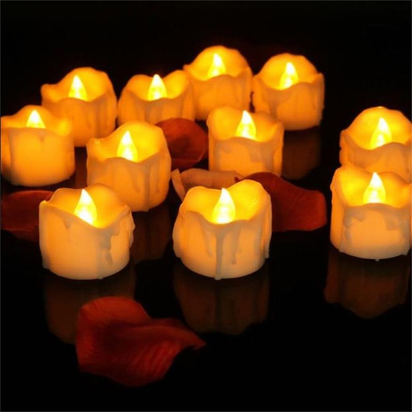 12 PCS/Box  LED Candle Electronic Tea Wax Simulation Tears Electronic Candle Light Wedding Decoration Candle Light(Yellow Flash)