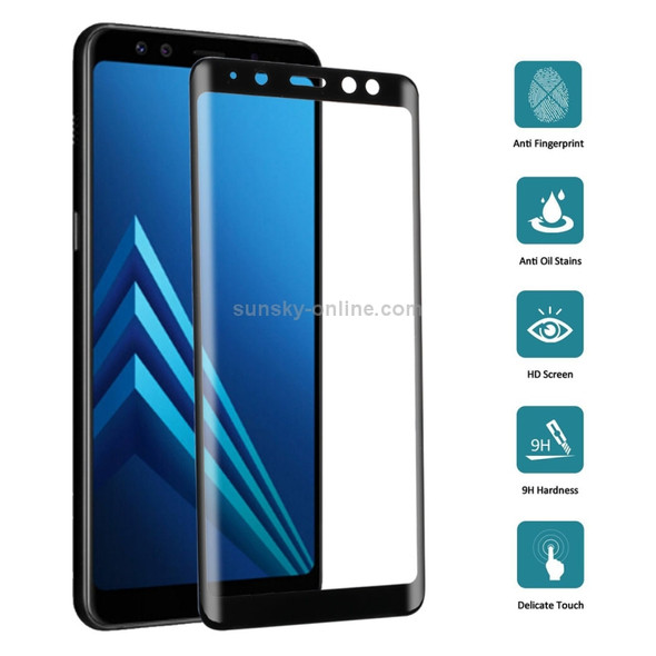 For Galaxy A8 (2018) 3D Curved Edge 9H Hardness Tempered Glass Screen Protector(Black)