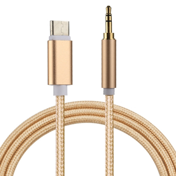 1m Weave Style Type-C Male to 3.5mm Male Audio Cable, For Galaxy S8 & S8 + / LG G6 / Huawei P10 & P10 Plus / Xiaomi Mi6 & Max 2 and other Smartphones(Gold)