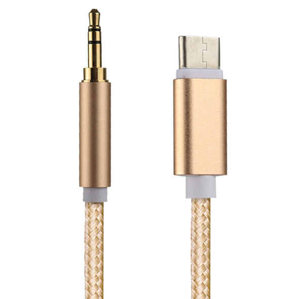 1m Weave Style Type-C Male to 3.5mm Male Audio Cable, For Galaxy S8 & S8 + / LG G6 / Huawei P10 & P10 Plus / Xiaomi Mi6 & Max 2 and other Smartphones(Gold)