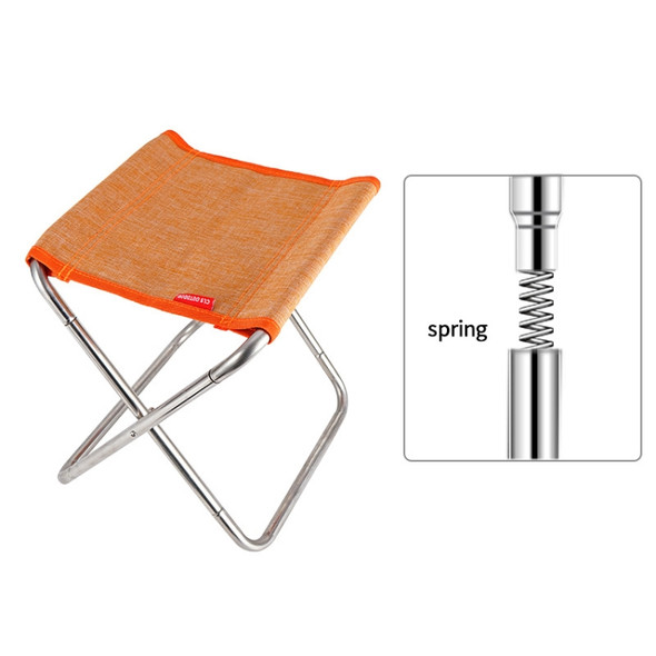 CLS Stainless Steel Spring Folding Chair Outdoor Fishing Chair, Colour: Orange