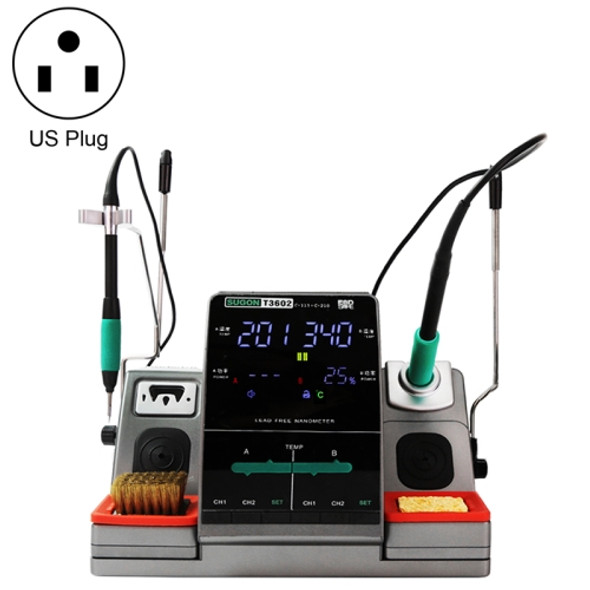 SUGON T3602 110V 240W Dual Station Nano Electric Soldering Station with Double Handle, US Plug