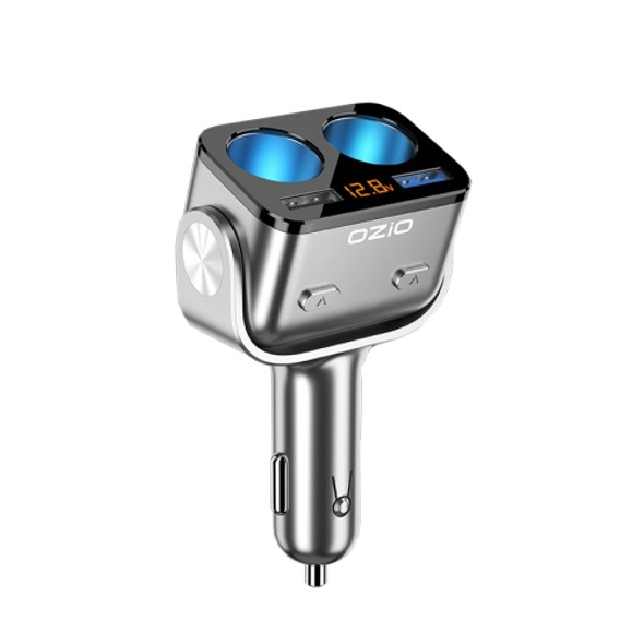 Ozio Car Charger Cigarette Lighter With USB Plug Car Charger, Model: Y34Q 5.3A Silver