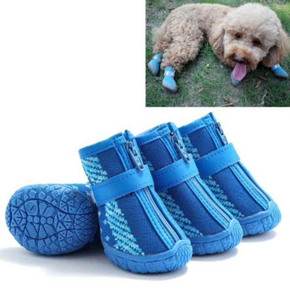 4 PCS / Set Breathable Non-slip Wear-resistant Dog Shoes Pet Supplies, Size: 4.8x5.3cm(Blue)